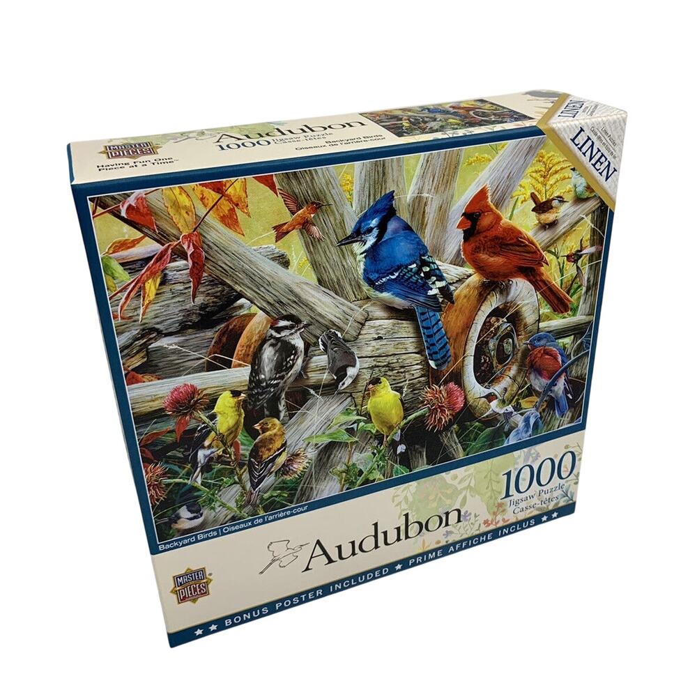NEW Audubon Backyard Birds Jigsaw Puzzle 1000 Pc Blue Jay Cardinal Master Pieces